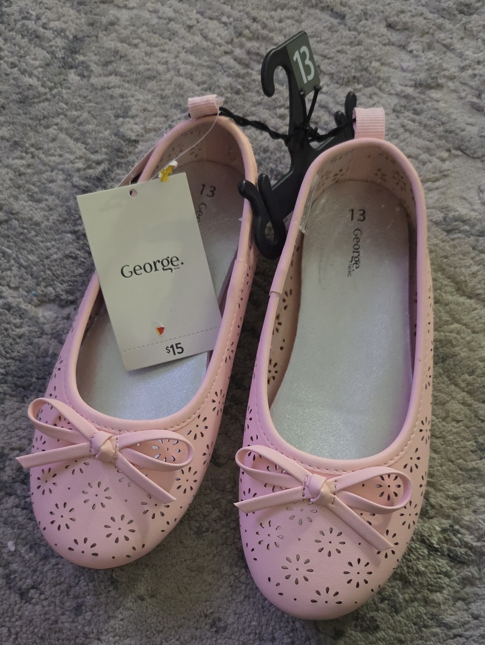 George Pink Laser-Cut Bow Ballet Flats for Kids